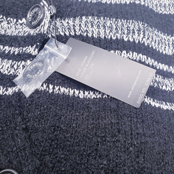 VERTIGO Striped Poncho Black & Gray Button-Up S/M & L/xL - Picture 4 of 9